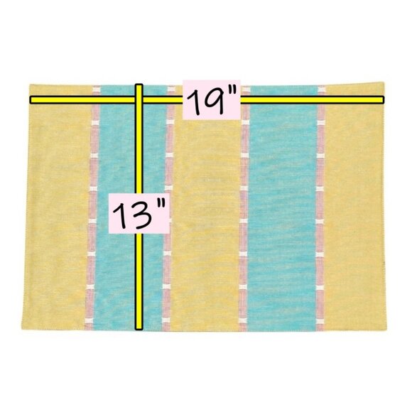 Easter Spring Pastel Cotton Placemats Set of 4 Yellow Mint Pink 19" x 13" India - Picture 7 of 7